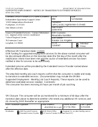 Sample Form DR387 Supported Employment - Notice of Transition to Extended Services - California