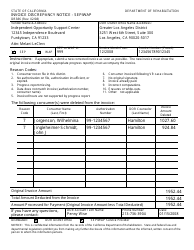 Sample Form DR386 Invoice Discrepancy Notice - Sep/Wap - California