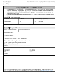Form CalRecycle38 &quot;Language Access Complaint Form&quot; - California