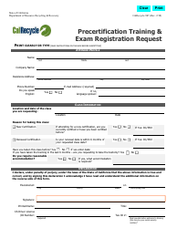 Form CalRecycle907 Precertification Training and Exam Registration Request - California