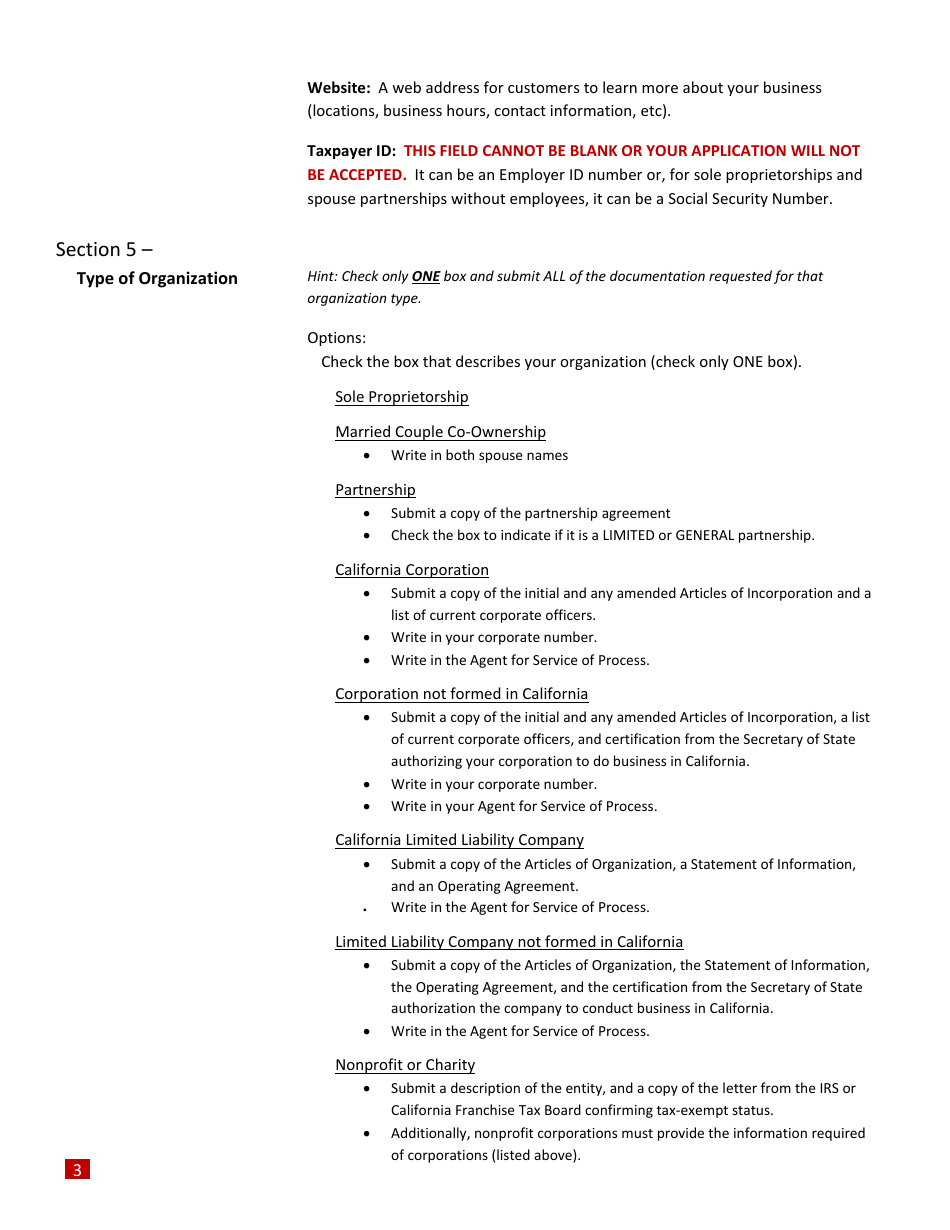 Instructions for Form CalRecycle770 Certification Application for Recycling Centers and Processors - California, Page 3