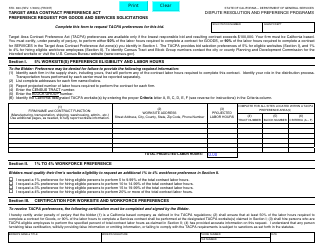 Form STD.830 Preference Request for Goods and Services Solicitations - Target Area Contract Preference Act - California