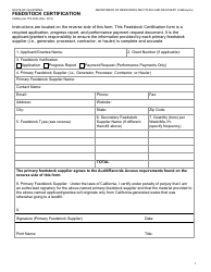 Form CalRecycle778-GHG Feedstock Certification - California
