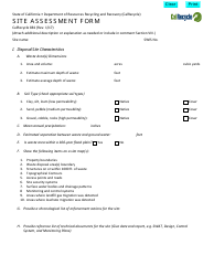 Form CalRecycle881 Site Assessment Form - California