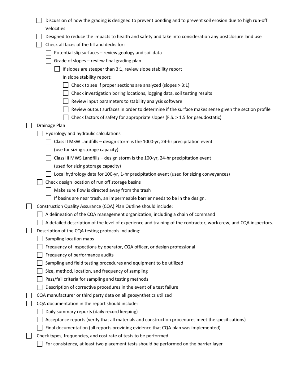 Form CalRecycle178 Preliminary Closure Plan Qualitative Review Checklist - California, Page 3