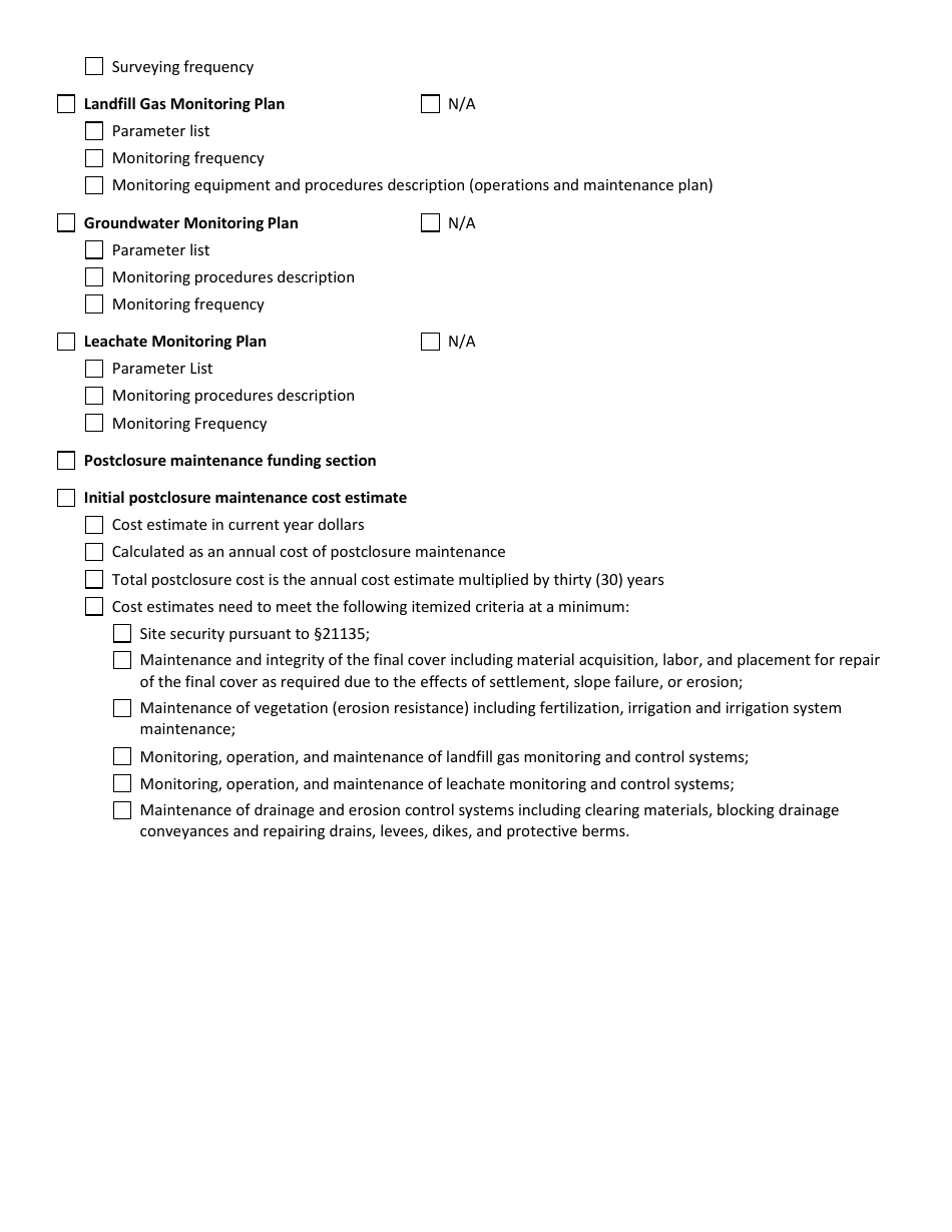 Form CalRecycle178 Preliminary Closure Plan Qualitative Review Checklist - California, Page 7