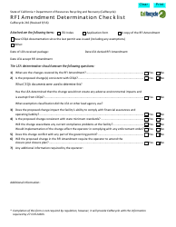 Form CalRecycle216 &quot;Rfi Amendment Determination Checklist&quot; - California