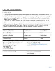 Form CalRecycle30 Used Oil Industrial Generator / Curbside Collection Registration Application - California, Page 3