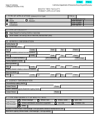 Form CalRecycle500 Waste Tire Facility Permit Application - California