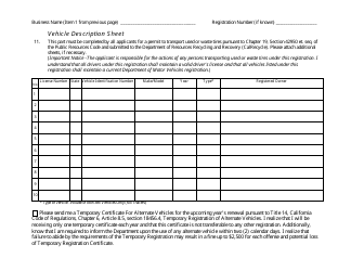 Form CalRecycle60 Waste Tire Hauler Registration Application - California, Page 2