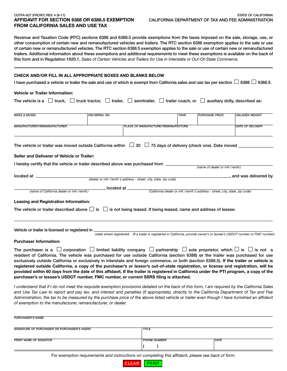 Form CDTFA-837 - Fill Out, Sign Online and Download Fillable PDF ...