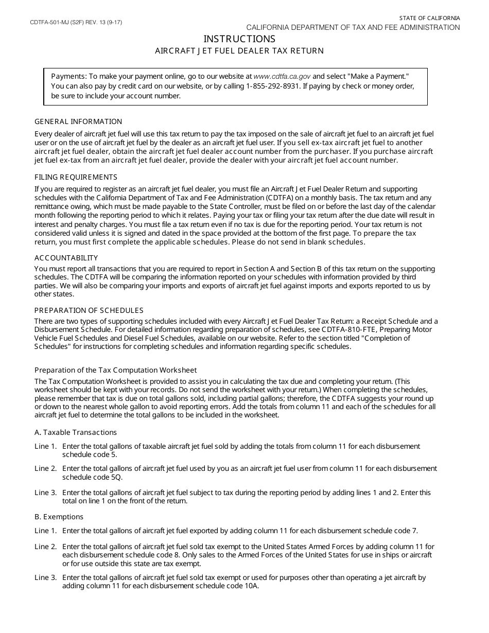 Form CDTFA-501-MJ Aircraft Jet Fuel Dealer Tax Return - California, Page 3