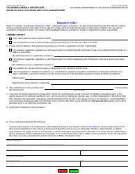 Document preview: Form CDTFA-230-F California Resale Certificate - Sales by Auto Auctions and Auto Dismantlers - California