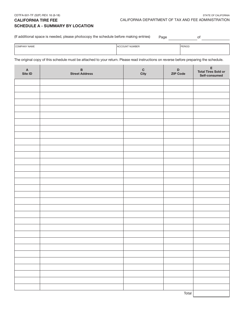 Form CDTFA-501-TF California Tire Fee Return - California, Page 3
