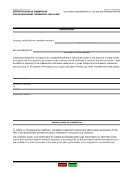 Form CDTFA-47 &quot;Certification of Exemption for Mobilehome Residence Purchase&quot; - California