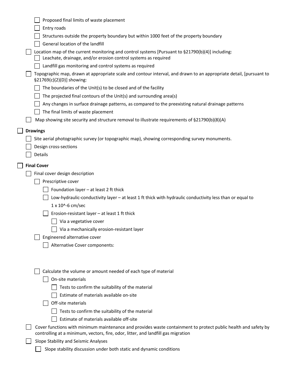 Form CalRecycle177 Final Closure and Postclosure Maintenance Plan - Qualitative Review Checklist - California, Page 2