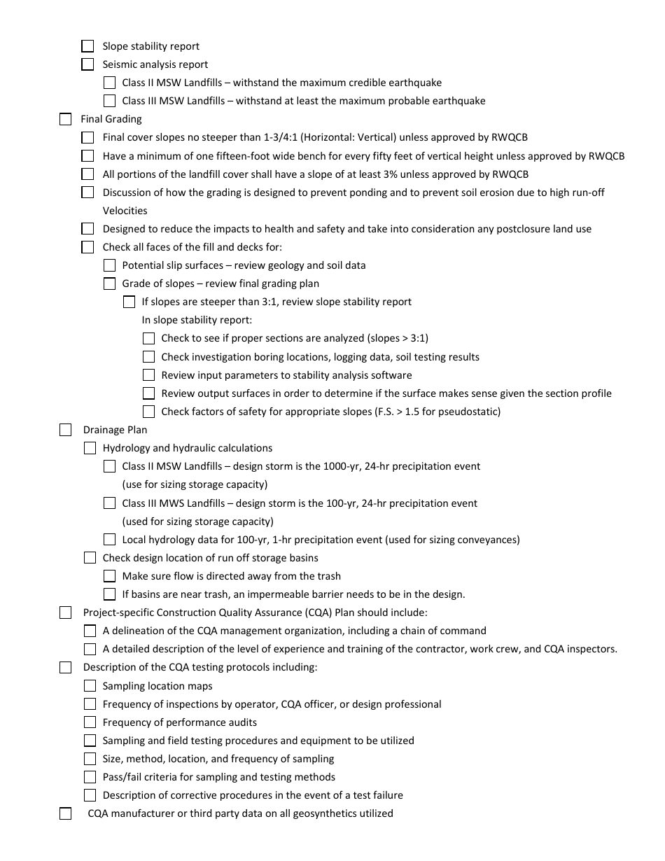 Form CalRecycle177 Final Closure and Postclosure Maintenance Plan - Qualitative Review Checklist - California, Page 3
