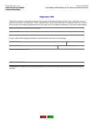 Form CDTFA-230-M-1 &quot;Certificate of Permit Concessionaires&quot; - California