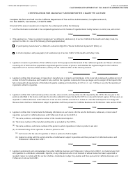 Document preview: Form CDTFA-400-LME Certification for Manufacturer/Importer Cigarette License - California