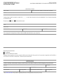 Document preview: Form CDTFA-101-DMV Claim for Refund or Credit for Tax Paid to Dmv - California