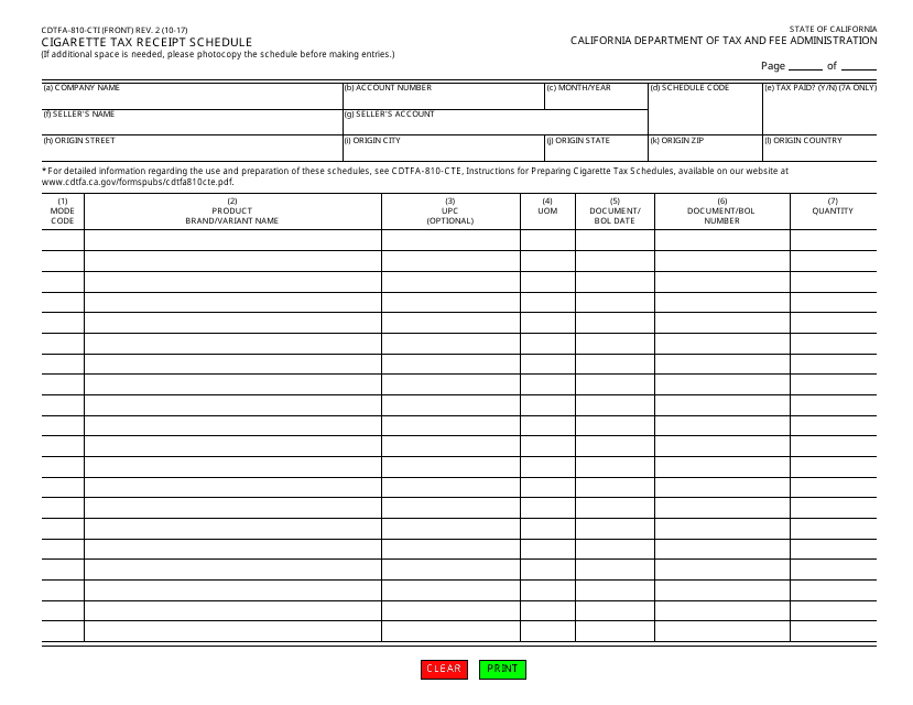 Form CDTFA-810-CTI  Printable Pdf