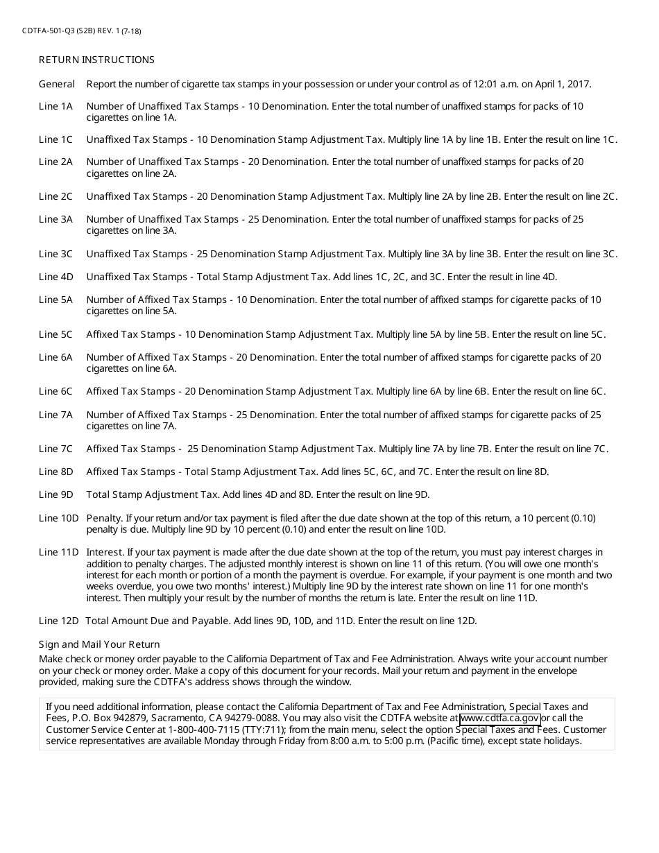 Form CDTFA-501-Q3 Cigarette Distributor Stamp Adjustment Tax Return - California, Page 4