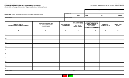 Document preview: Form CDTFA-1071 Common Carrier's Report of Cigarette Deliveries - California