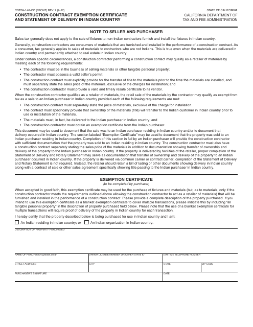 Form CDTFA-146-CC  Printable Pdf