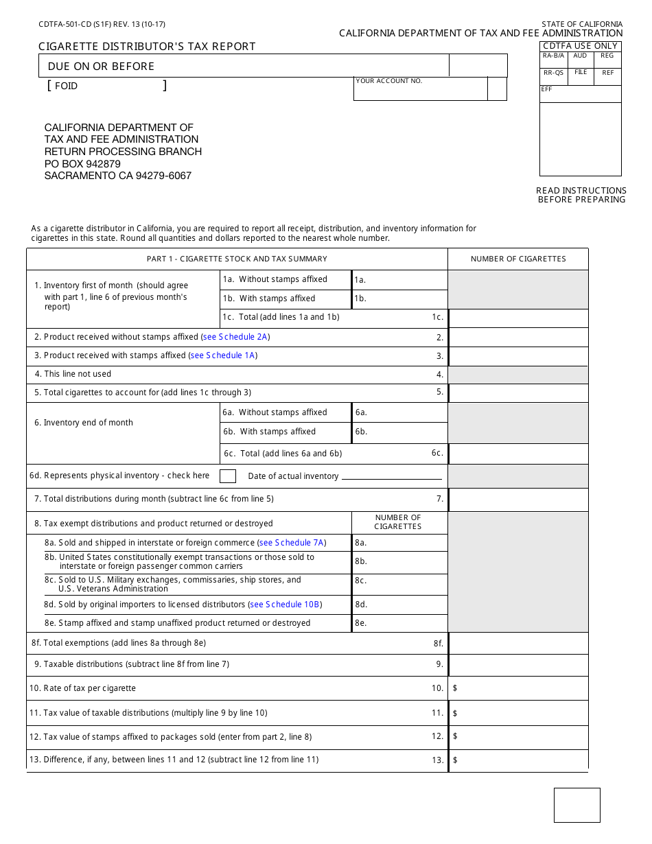 Form CDTFA-501-CD - Fill Out, Sign Online and Download Fillable PDF ...