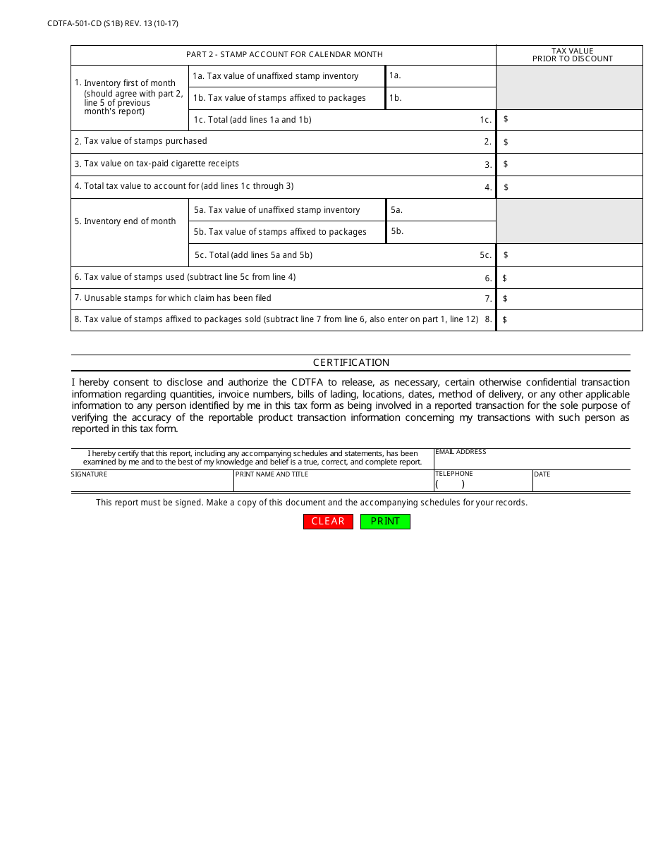 Form CDTFA-501-CD Cigarette Distributors Tax Report - California, Page 2