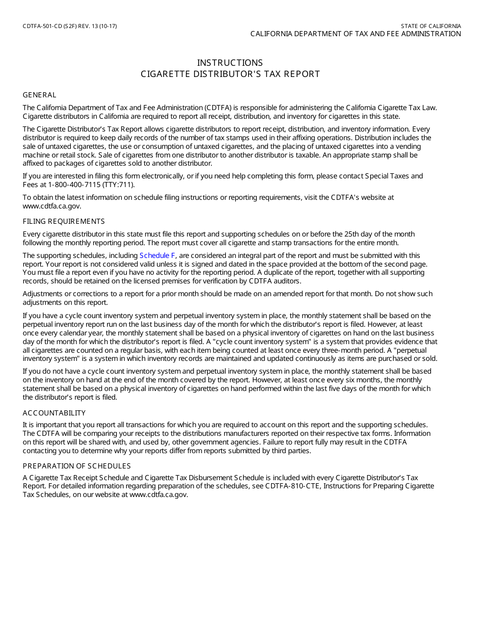 Form CDTFA-501-CD Cigarette Distributors Tax Report - California, Page 3