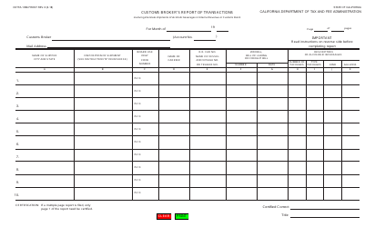Form CDTFA-1096 Customs Broker&#039;s Report of Transactions - California