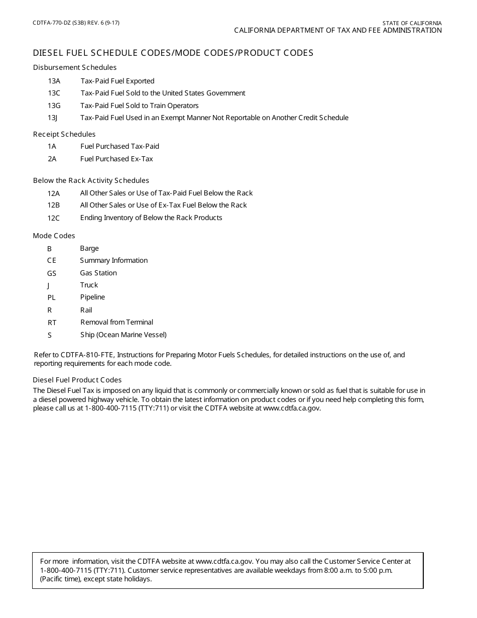 Form CDTFA-770-DZ Claim for Refund on Nontaxable Sales and Exports of Diesel Fuel - California, Page 6