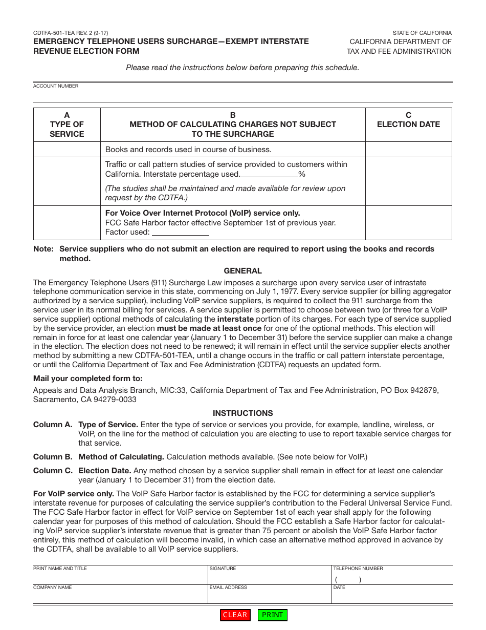 Form CDTFA-501-TEA - Fill Out, Sign Online and Download Fillable PDF ...