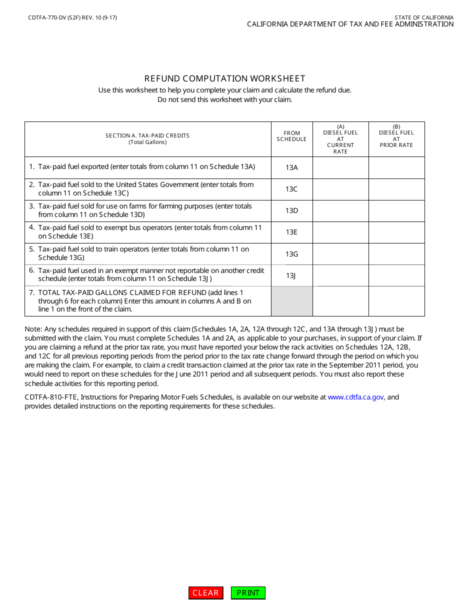 Form CDTFA-770-DV Diesel Fuel Ultimate Vendor Report / Claim for Refund - California, Page 4