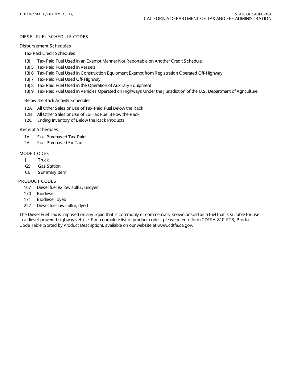 Form CDTFA-770-DU Diesel Fuel Claim for Refund on Nontaxable Uses - California, Page 5