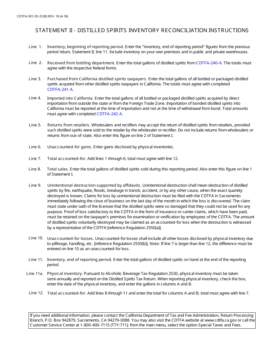 Form CDTFA-501-DS Distilled Spirits Tax Return - California, Page 4