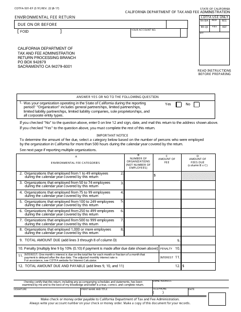 Form CDTFA-501-EF  Printable Pdf
