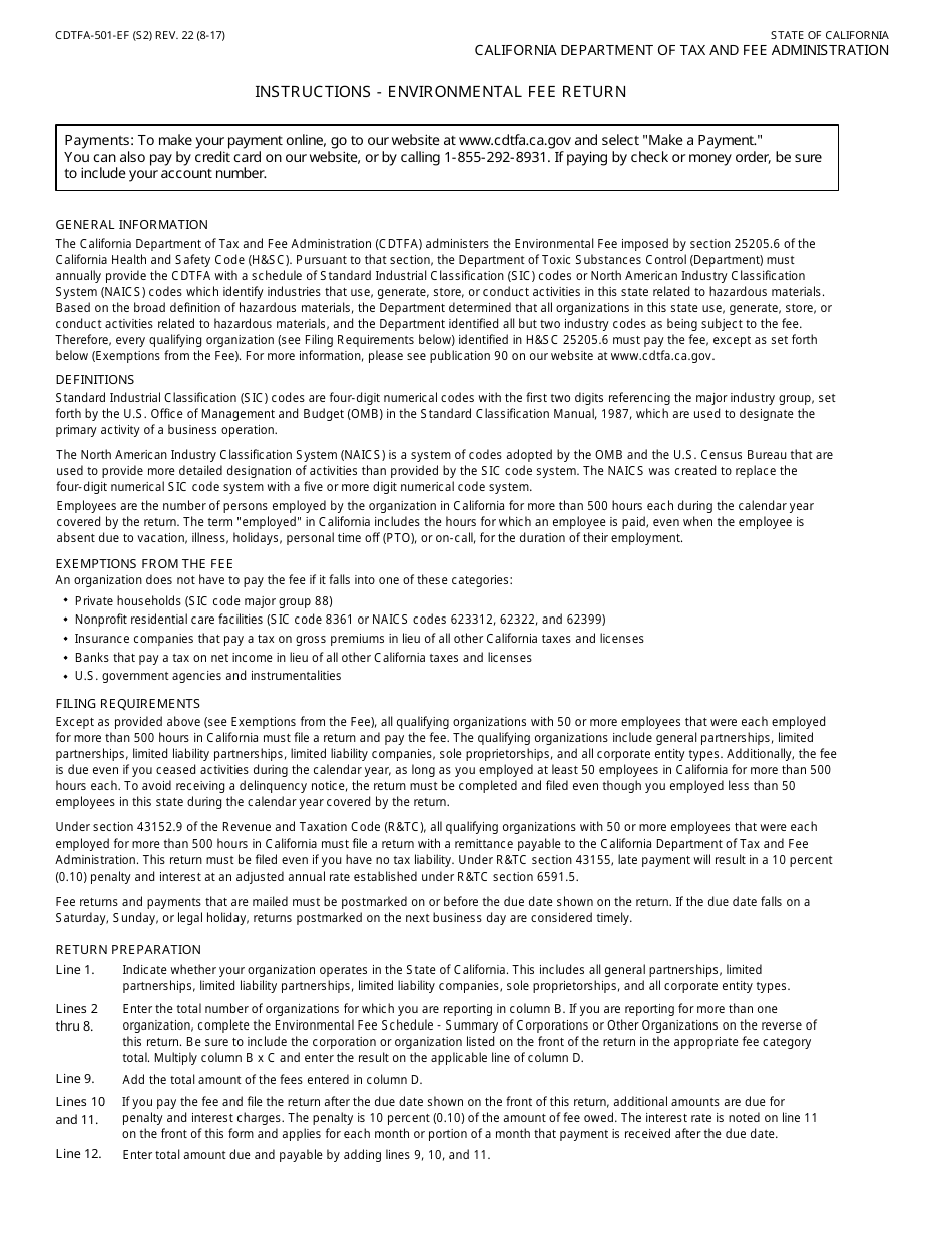 Form CDTFA-501-EF Environmental Fee Return - California, Page 3