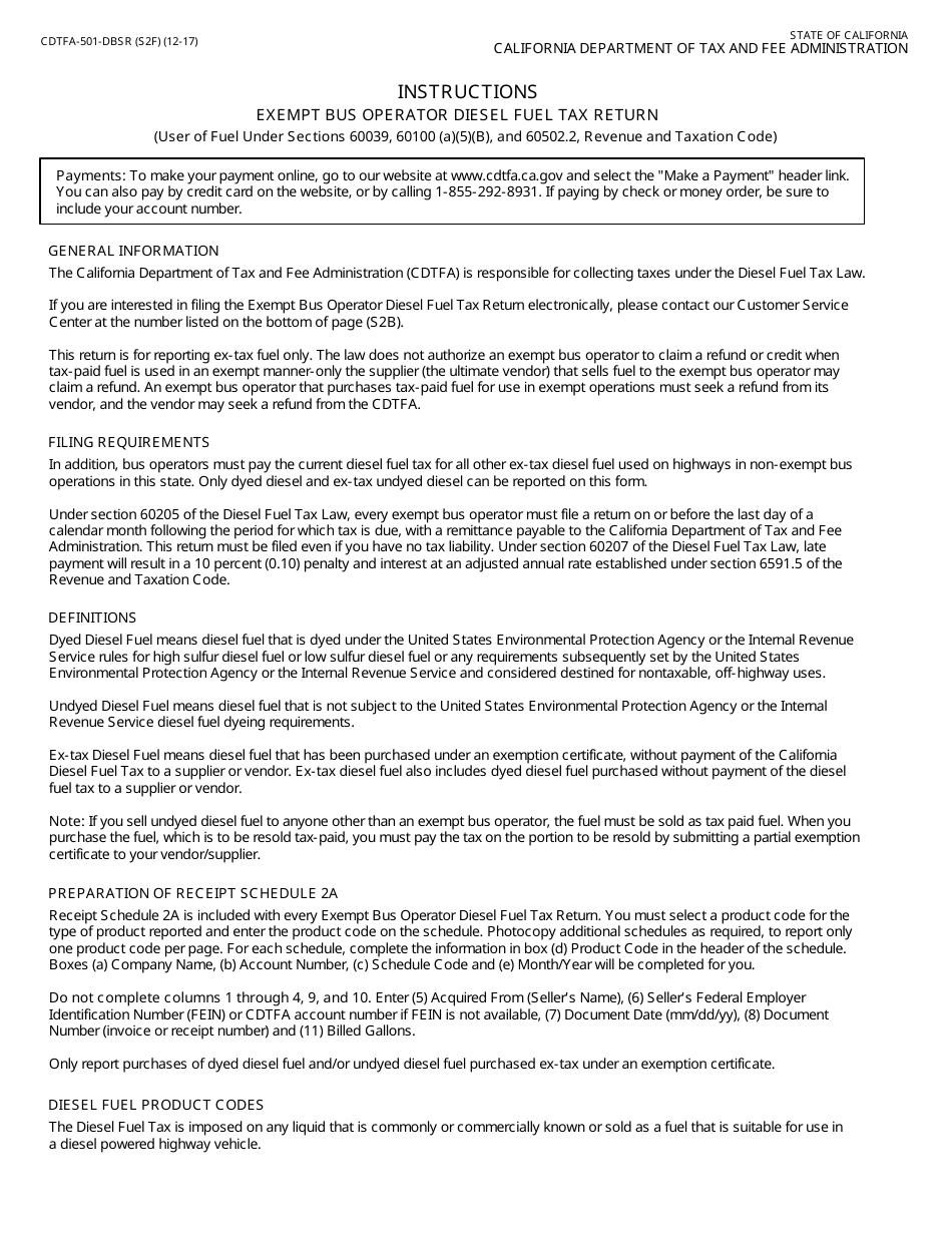 Form CDTFA-501-DBSR Exempt Bus Operator Diesel Fuel Tax Return - California, Page 3