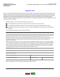 Document preview: Form CDTFA-230-A-1 Exemption Certificate - Watercraft - California