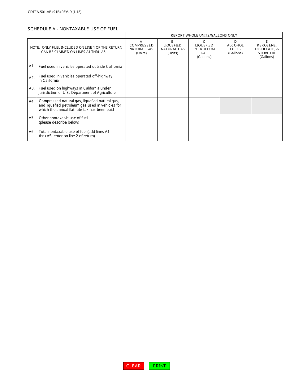 Form CDTFA-501-AB Exempt Bus Operator Use Fuel Tax Return - California, Page 2