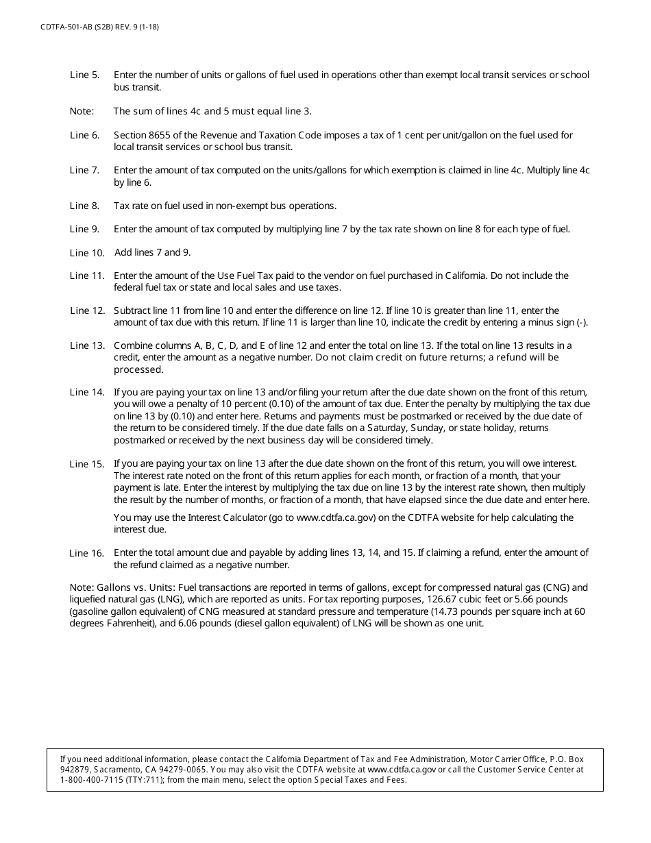 Form CDTFA-501-AB Exempt Bus Operator Use Fuel Tax Return - California, Page 4