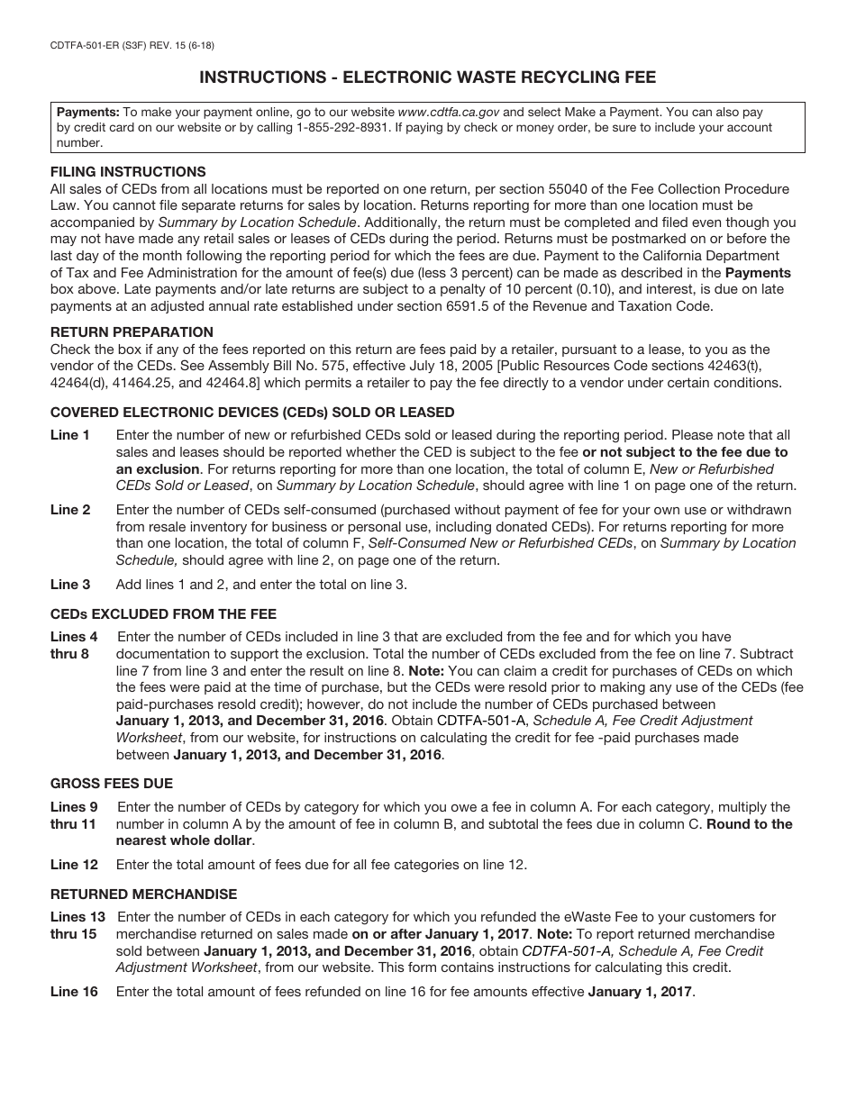 Form CDTFA-501-ER Electronic Waste Recycling Fee Return - California, Page 5