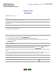 Form CDTFA-230-N-1 &quot;Form of Declaration - Place of Delivery of Tangible Personal Property&quot; - California