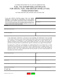 Document preview: Form CDTFA-231-PT Fuel Tax Exemption Certificate for Diesel Fuel and Motor Vehicle Fuel Train Operators - California