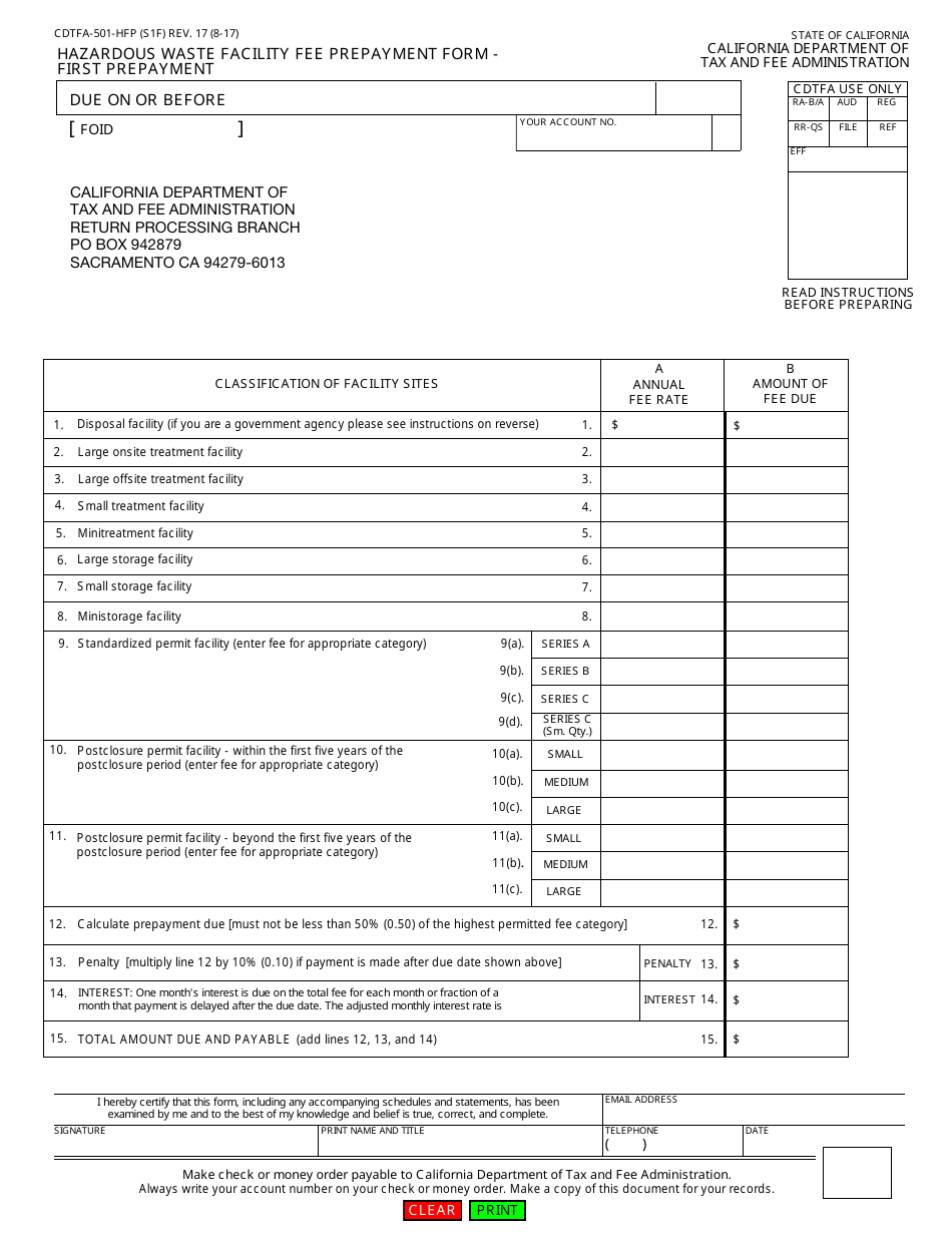 Form CDTFA-501-HFP - Fill Out, Sign Online and Download Fillable PDF ...