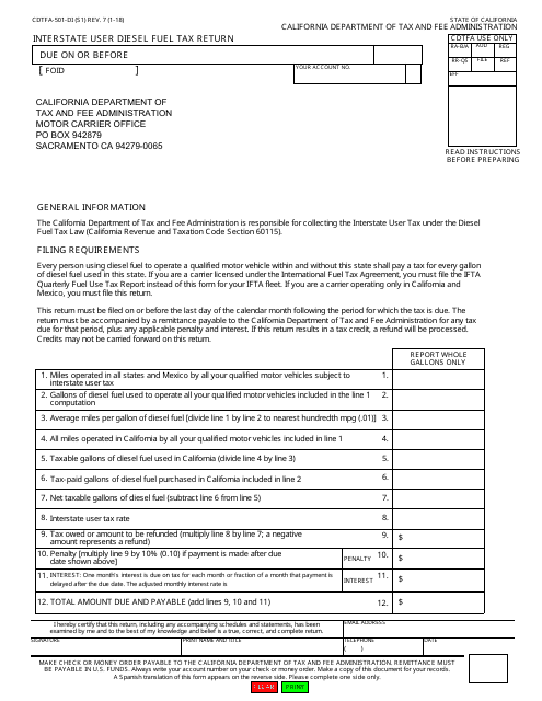 Form CDTFA-501-DI  Printable Pdf