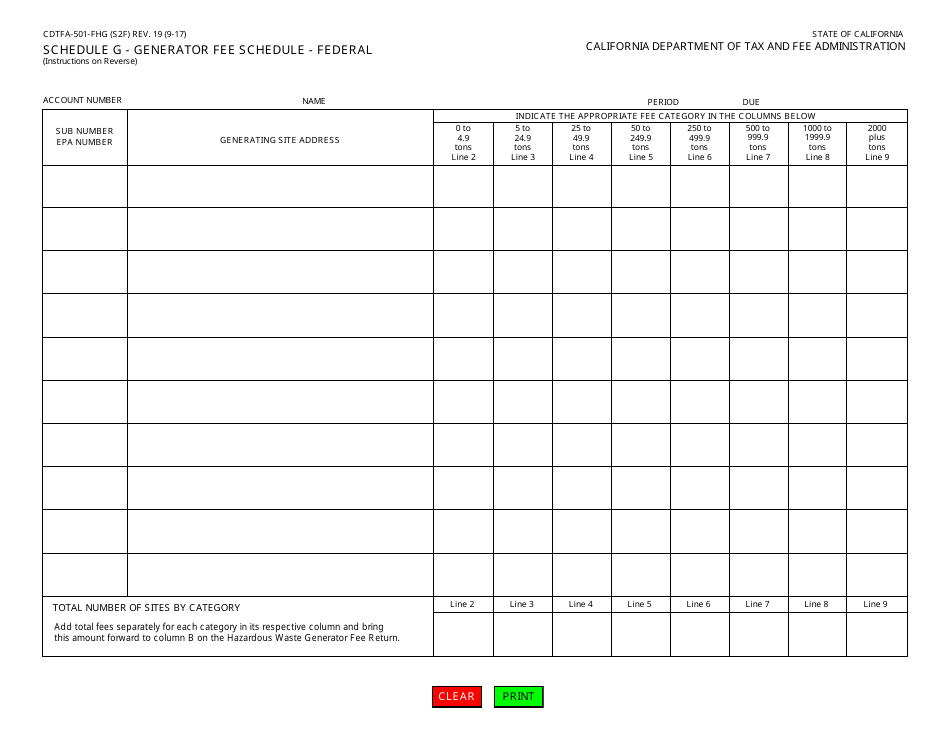 Form CDTFA-501-FHG Hazardous Waste Generator Fee Return - Federal - California, Page 3