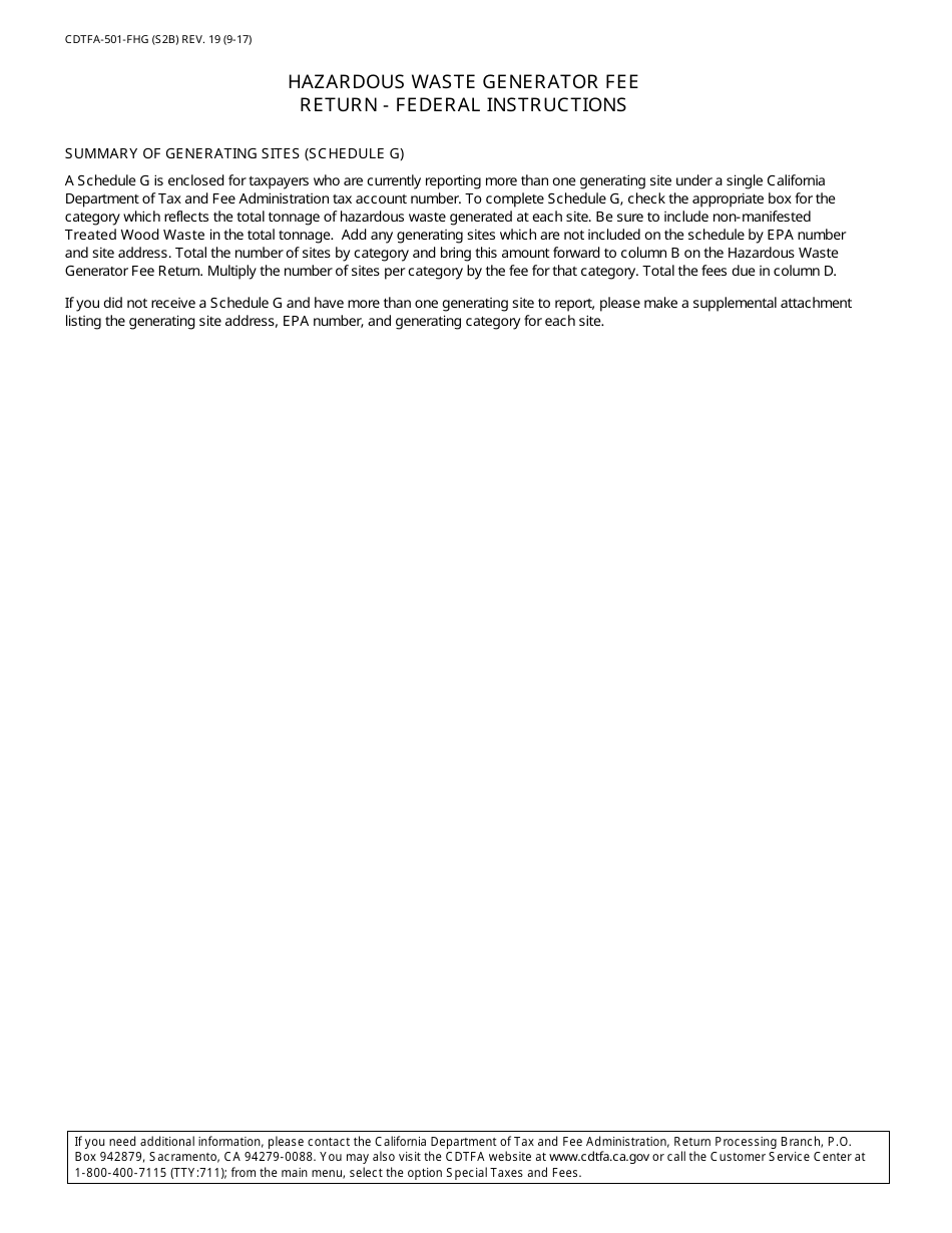 Form CDTFA-501-FHG Hazardous Waste Generator Fee Return - Federal - California, Page 4